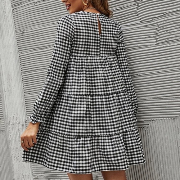 Checkered Ruffle Smock Dress - Picture 2 of 6